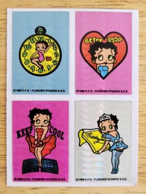 RARE Vintage 1988 SET OF 4 KFS Betty Boop Prism Vending Machine Stickers
